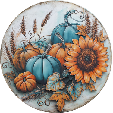 Fall Sign Pumpkin Dco-01758 For Wreath 10’ Round Metal